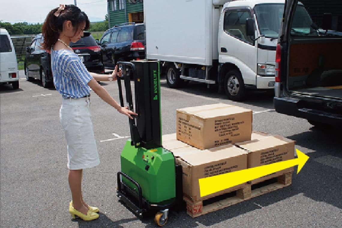 パレットにフォークを挿入します